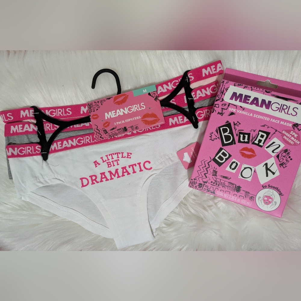 Mean Girls Vanilla Scented Face Mask & 3-Pack Of Hipster Panties Underwear New!